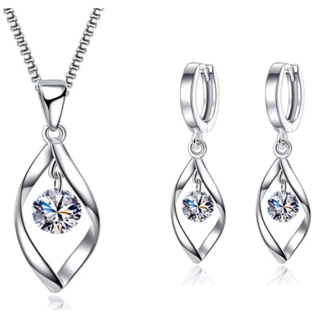💖 Stunning 925 Sterling Silver Spiral Necklace and Earrings Bundle